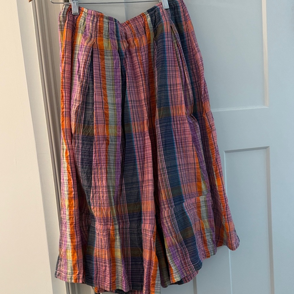Free People Multicolor Plaid Wide Leg Pants